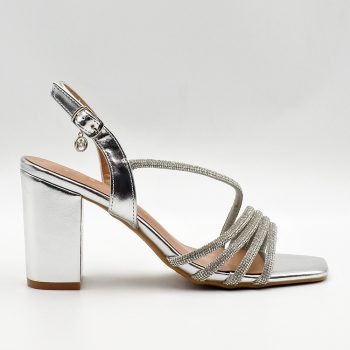 ΠΕΔΙΛΟ ~Block High Heel Strass Silver~