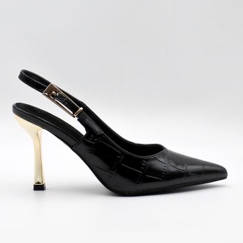 ΓΟΒΑ ~Pointy Stiletto Black Heel Gold~