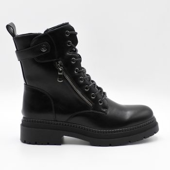ΓΥΝΑΙΚΕΙΟ ΜΠΟΤΑΚΙ ~Combat Black Zipper Lace Up~
